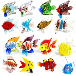 Figuras de animales de cristal vivo, 16 tipos, pisapapeles, vidrio soplado a mano, escultura de pez payaso coleccionico, decoraciones para acuario del hogar