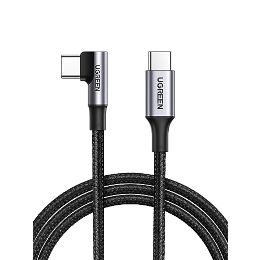 كابل USB C إلى USB C بزاوية قائمة 100 وات من النوع C كابل شحن سريع 90 درجة متوافق مع iPhone 17 17 Plus 17 Pro 16 Book Pro