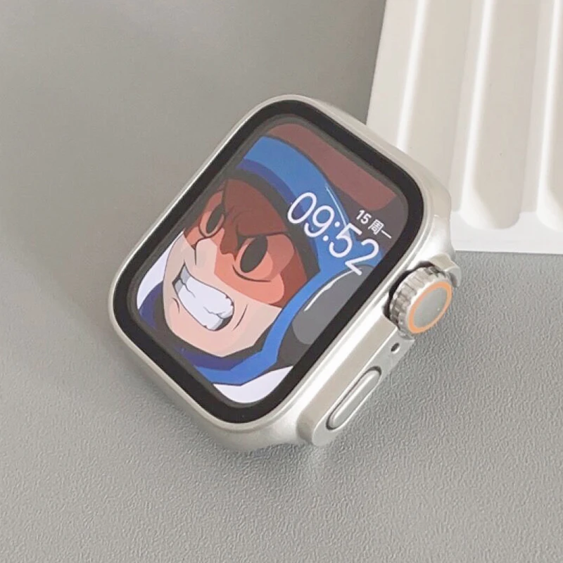 Change to Ultra Case+Protective Glass Film For Apple Watch Series 9 8 7 6 SE 5 4 Matte Cover For iWatch 45mm 44mm 42mm 41 40 38