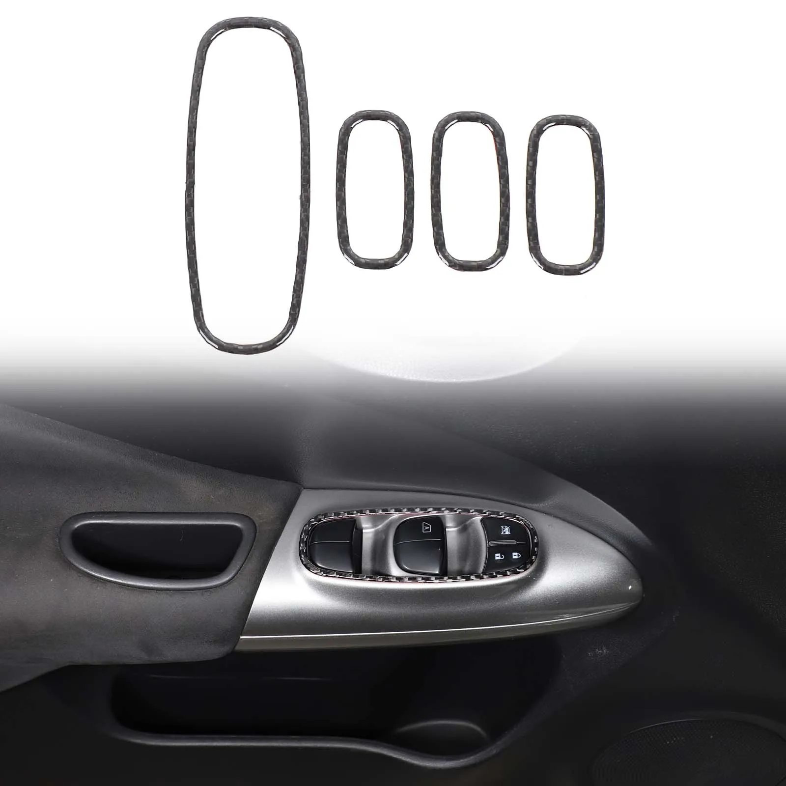 

For 2011-2019 Nissan juke/Infiniti ESQ glass lifting frame, car window switch frame decoration, real carbon fiber (soft) 4pcs