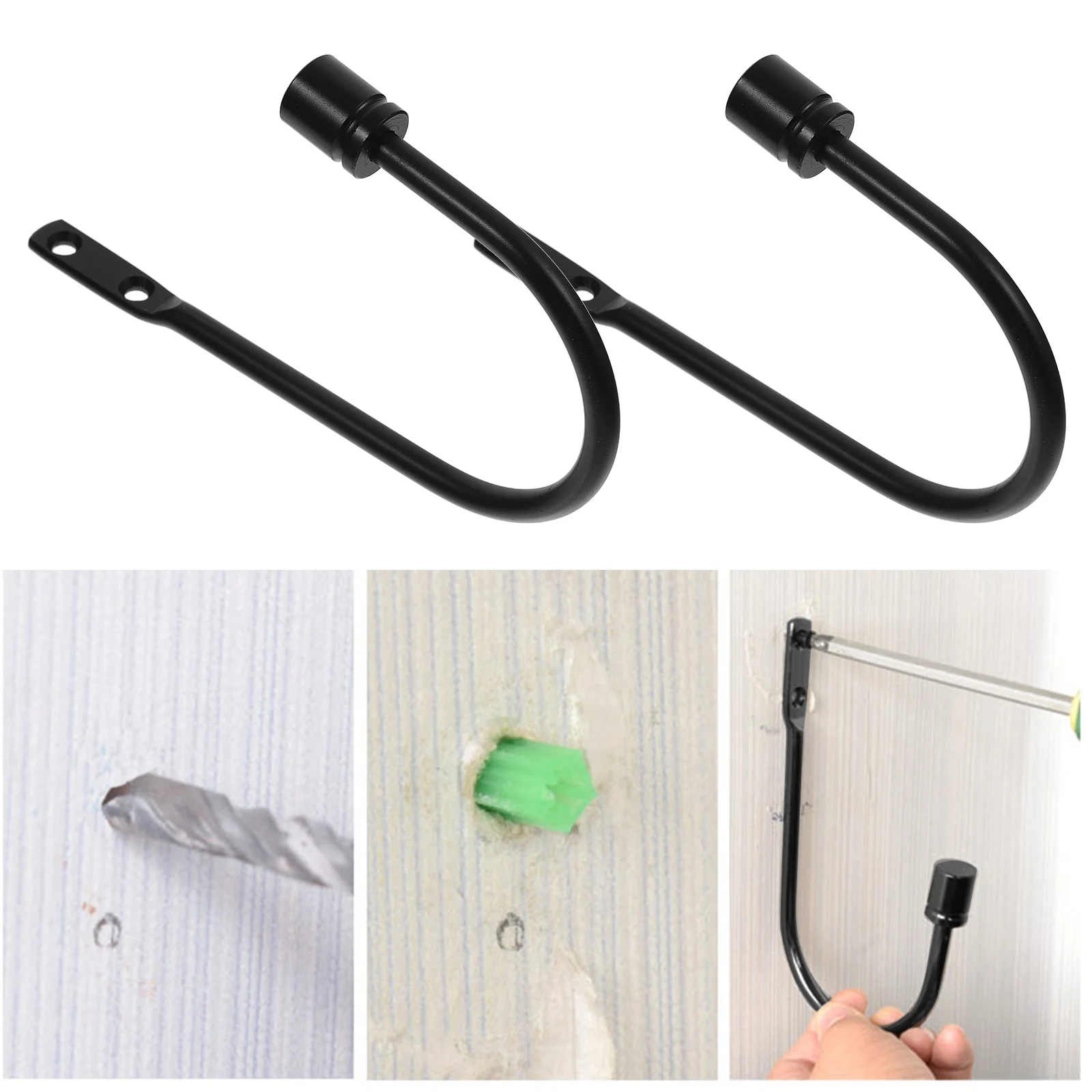 

2Sets Curtain Tieback Wall Hooks U Shape Metal Holdbacks Decorative Drapery Holders Indoor Curtain Holder for Home Decoration