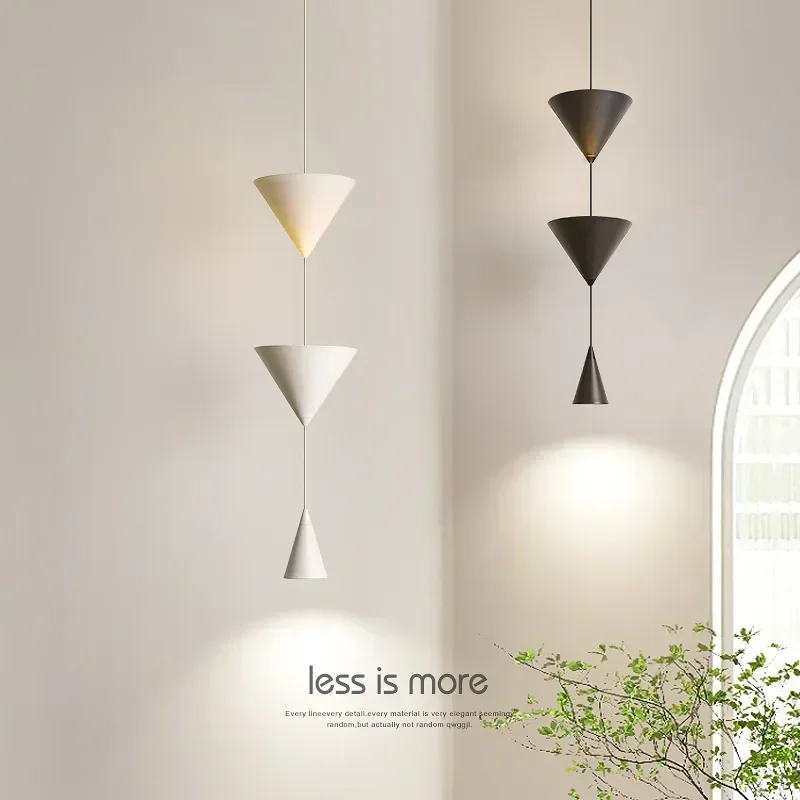 SANDYHA-Lampe LED Conique Minimaliste, Suspension de oral et, Noir et Blanc, Moderne, Restaurant, Maison, Salon, Salle à Manger, Comptoir de Bar