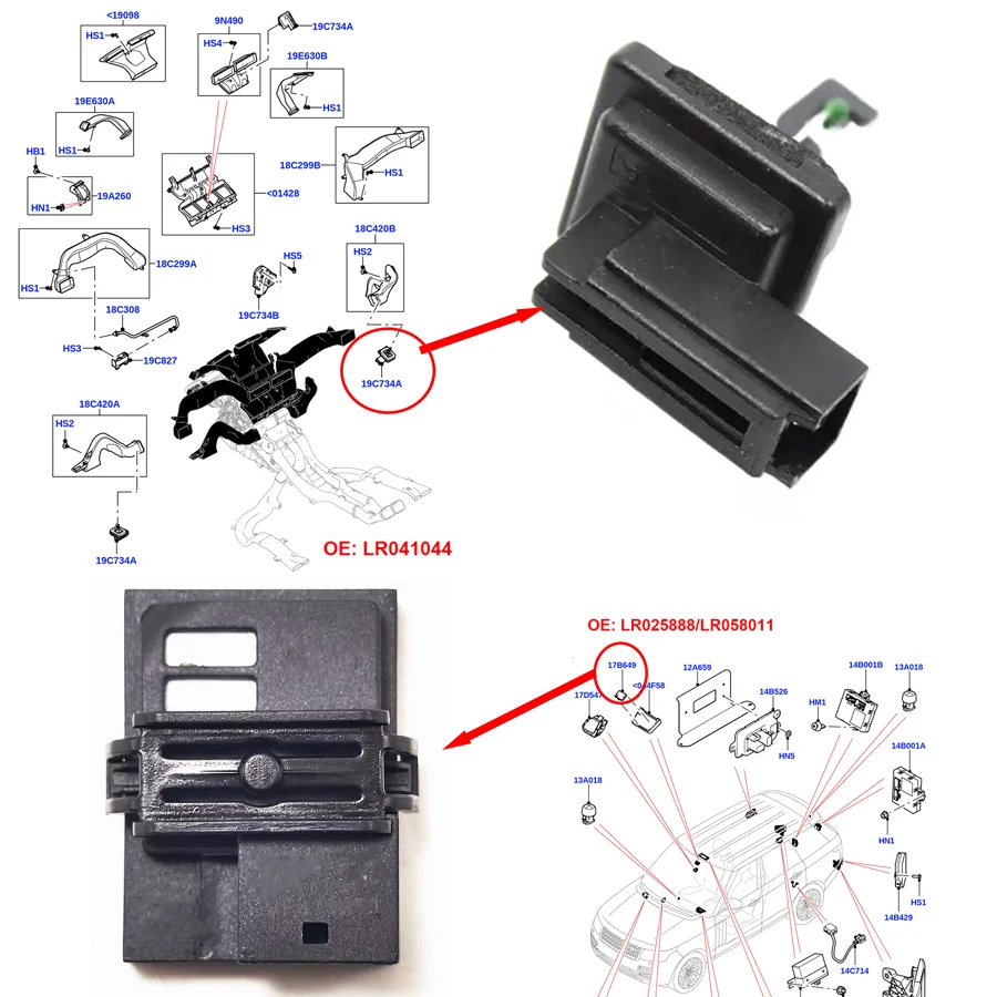 1x LR058011 LR025888 Climate Control Sensor/Air Conditioning Outlet Temperature Sensor Lr041044 For Land Rover Range Rover Sport
