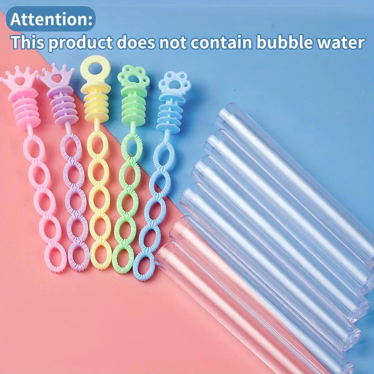 Ensemble de baguettes à bulles en plastique, avec conception en blister à 5 trous, pour cadeaux de fête (ne contient pas de liquide à bulles)