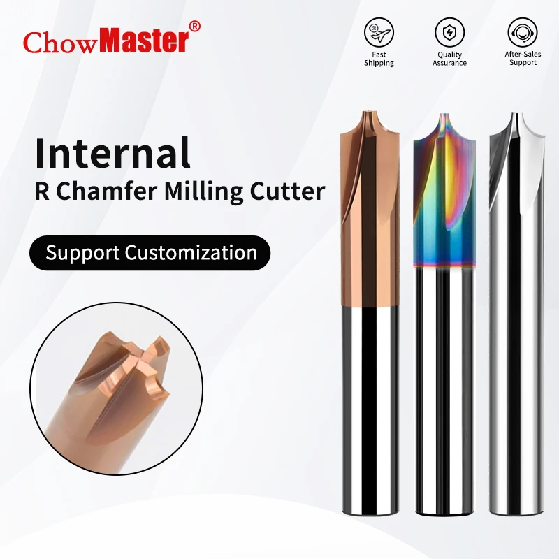 Chowmaster HRC55 4-Flute Internal R Chamfer Milling Cutter Tungsten Stee Coating Circular Arc Endmill for CNC Machining Center