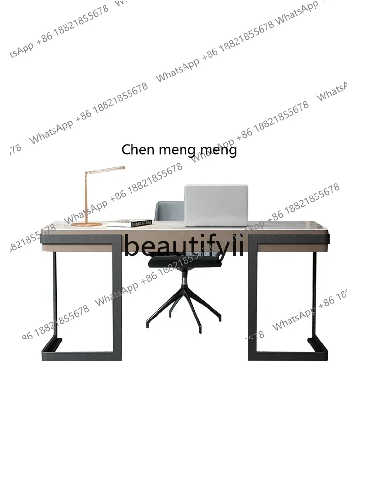M178 A Italian minimalist bright rock slab desk and chair combination modern simple light luxury computer desk
