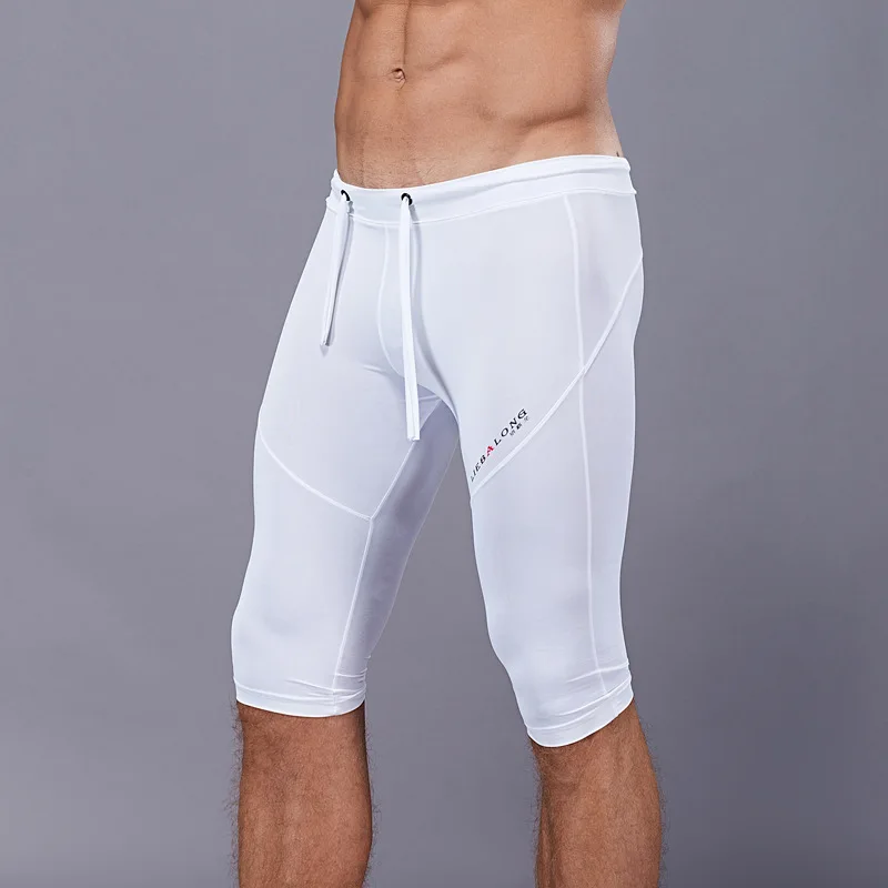 Men's Sports Shorts Ice Silk Sleepwear Knee-length Long Boxer Slim Fit Extended Stretch Trunks Soft Slip Youth Beachwear Trouser