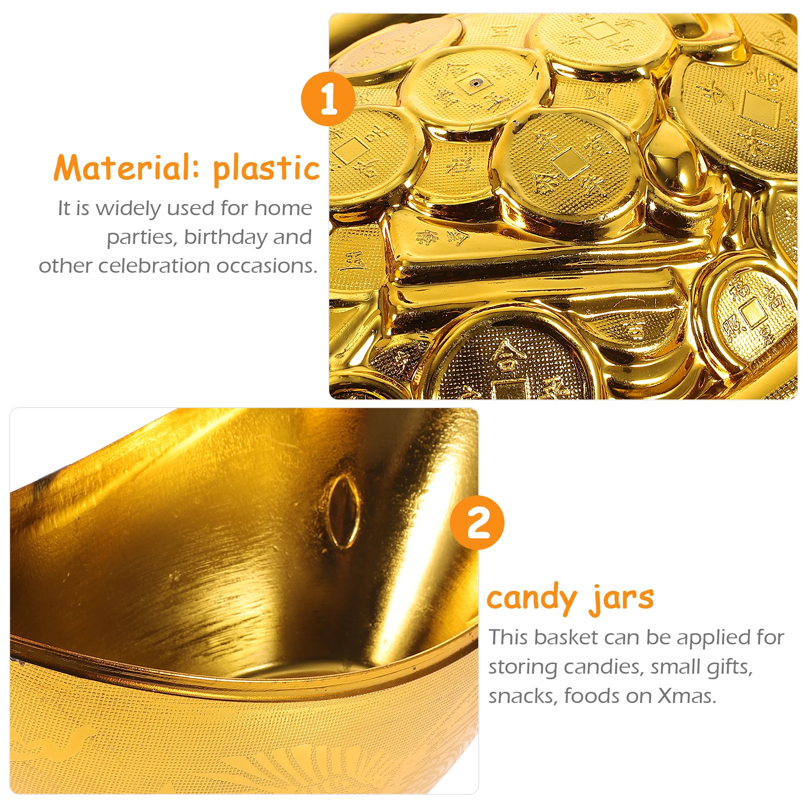 1 قطعة صندوق حلوى سبيكة الذهب حامل تخزين الحلوى البلاستيكية للاحتفال بالحفلات ديكور المنزل حاوية الحلويات علبة التعبئة والتغليف #3