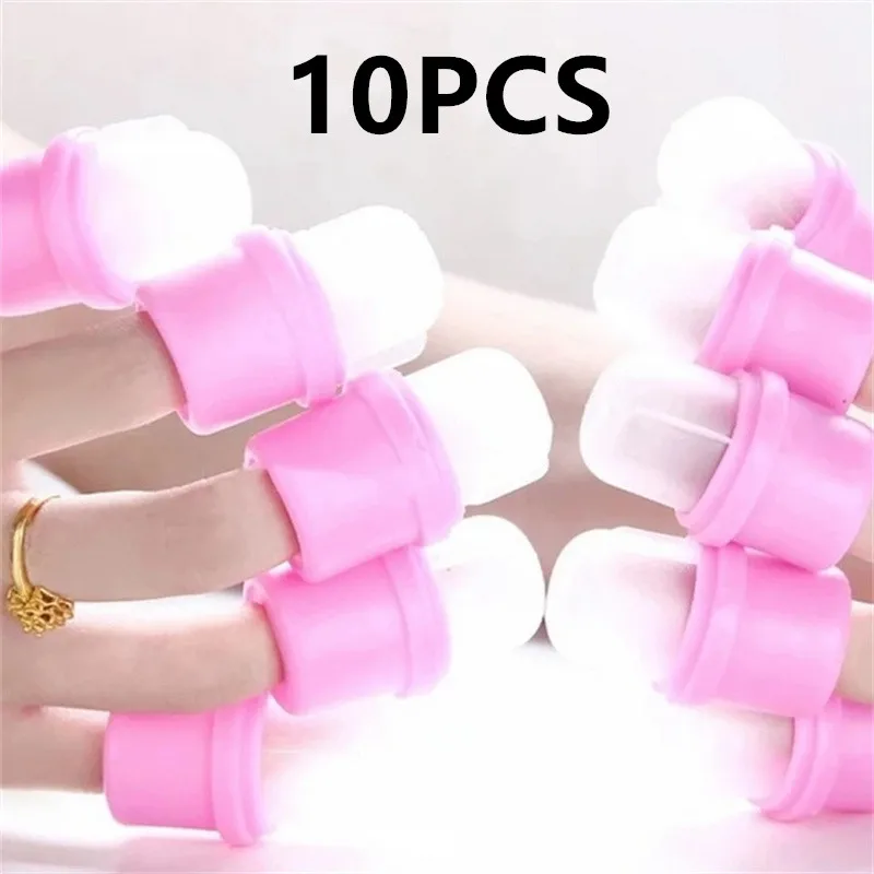 5/10PCS Pink Nail Wipe Silicone Nail Soak Off Cap Clip UV Gel Nail Polish Remover Wrap For Finger Toes Manicure Tool