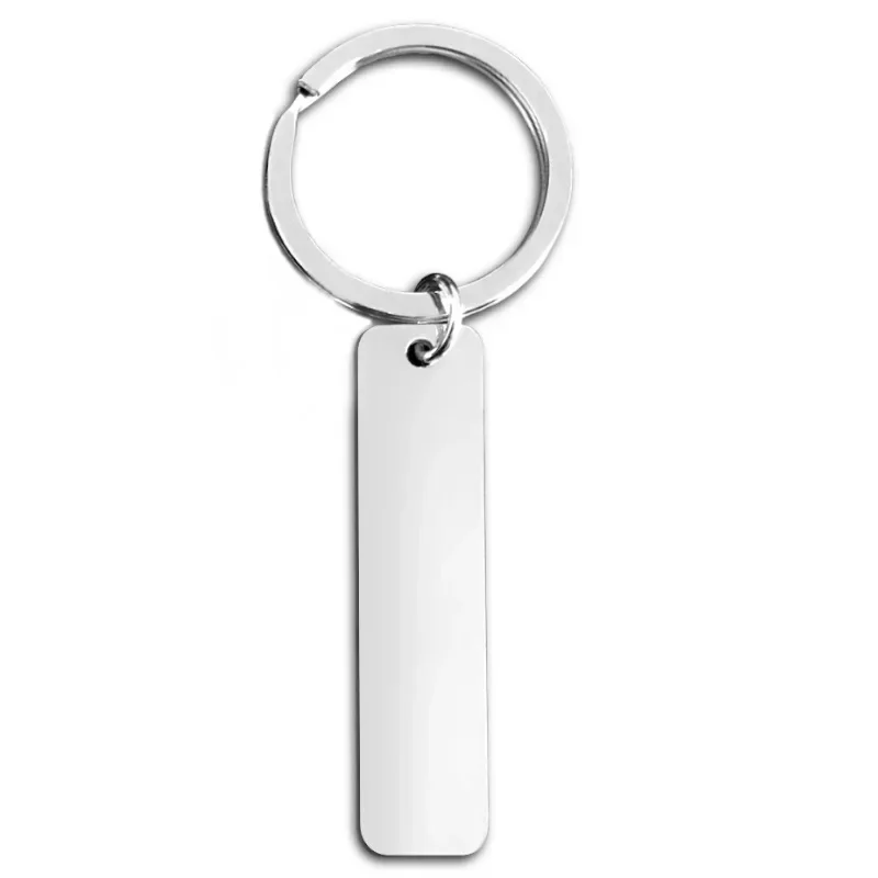 New style Stainless Steel Customized Rectangular Hang Tag Metal Key Ring Keychain Advertising Gift Logo Holiday Gift Engraved