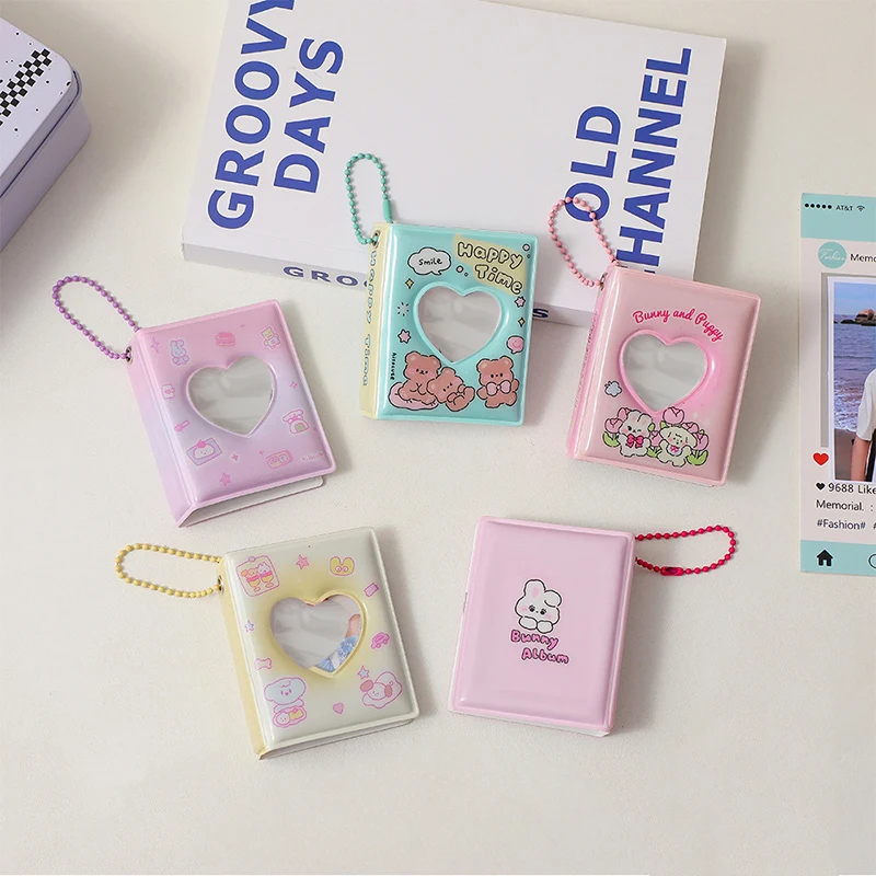 1/2 Inch Mini Photo Album 16 Pockets Card Holder With Keychain Instax Card Bag Creative Photocard Holder Cards Collect Book