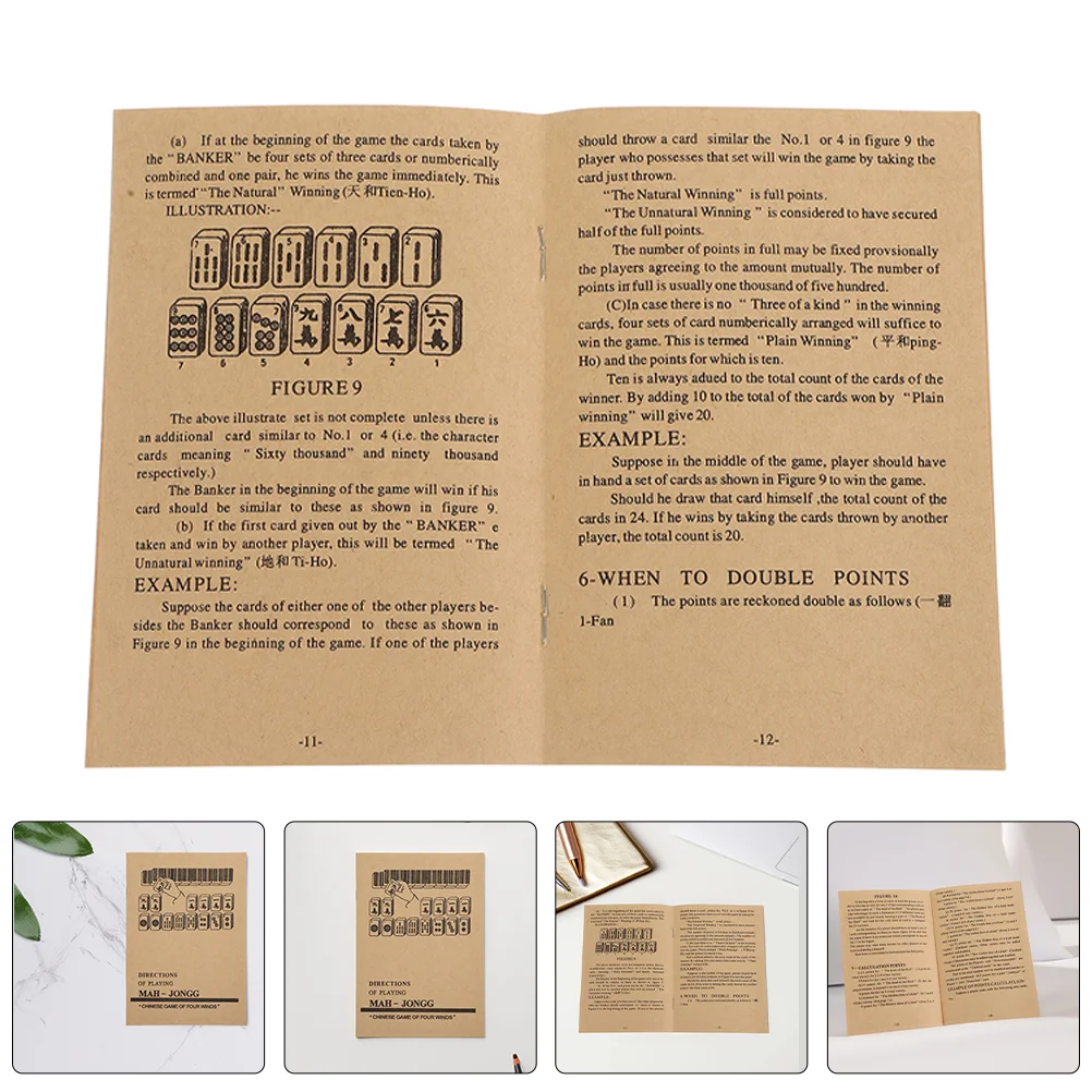 2 Pcs Sparrow Instruction Manual Comprehensive Mahjong Guide English Rules Chinese Book Paper Learning Beginners Guidebook