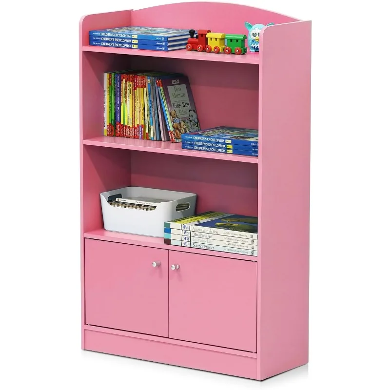 

Bookshelf with Storage Cabinet, 9.49D x 23.82W x 42.28H in, Pink