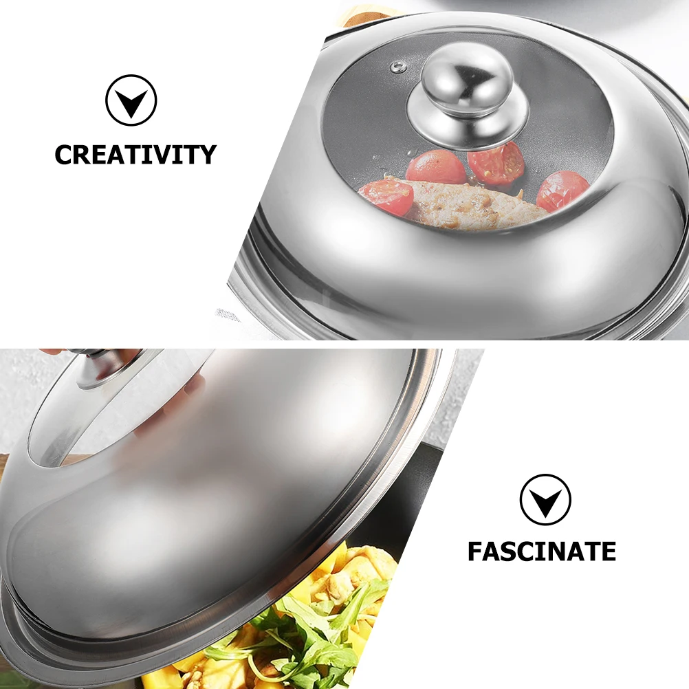 

Stainless Steel Pot Lid 36cm Silver Insulated Cover for Frying Pan Saucepan Wok Replacement Household Cookware Parts