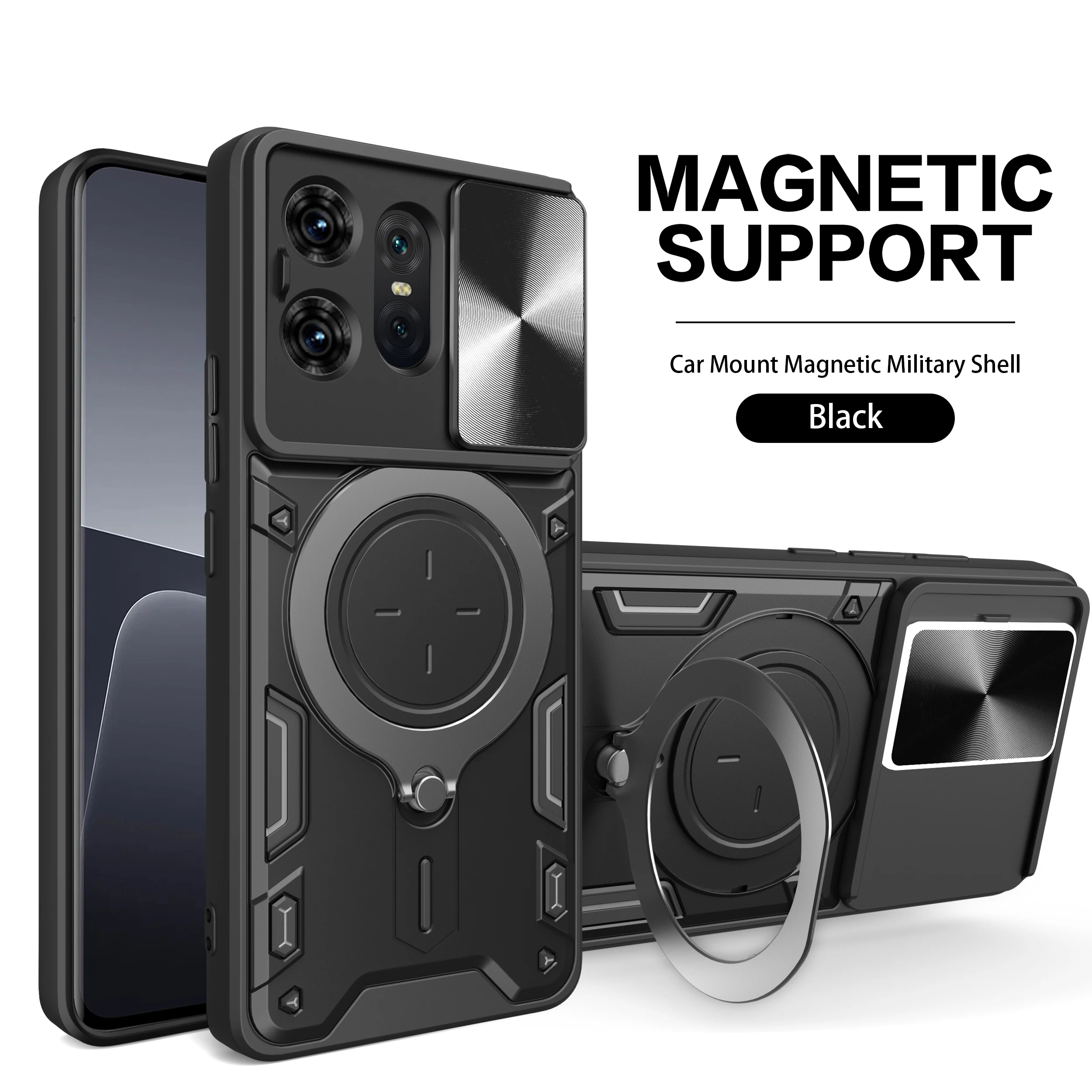

For Motorola MOTO Edge 60S 50 Ultra Fusion 40 Pro Neo 5G Phone Case Camera Slide Lens Protect Ring Holder Silicone Cover Cases