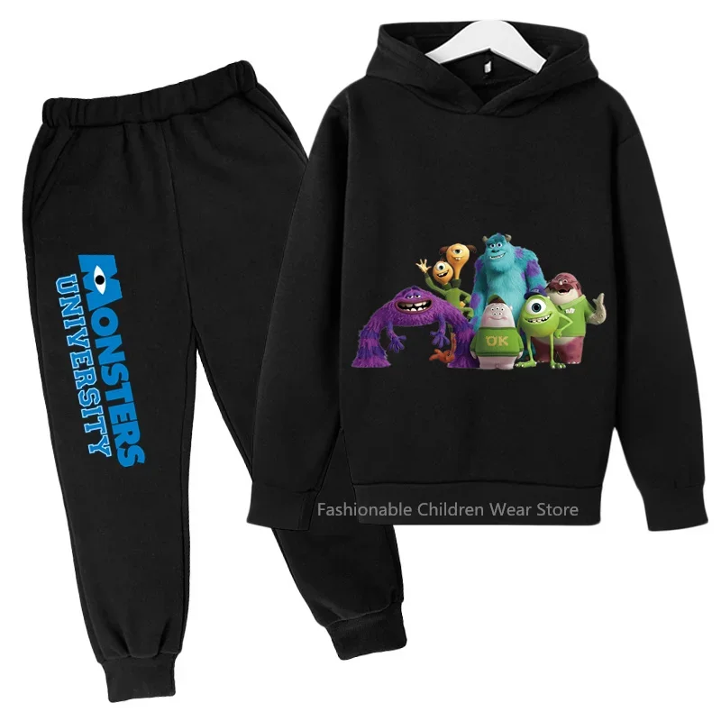 Disney Monsters, Inc. Printed Hoodie & Pants Duo - Kids' Casual Cotton Outfit for Laid-Back Outdoor Fun