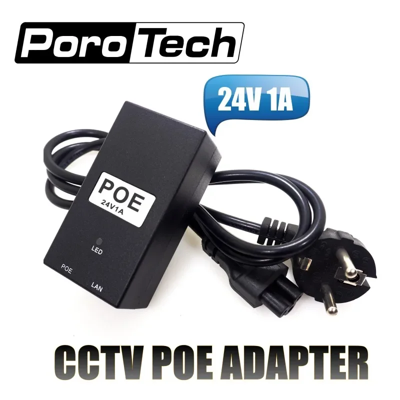 Adaptador de seguridad CCTV 24V 1a 15,4 W POE, inyector POE de escritorio, alimentación Ethernet para cámara POE, teléfono, fuente de alimentación