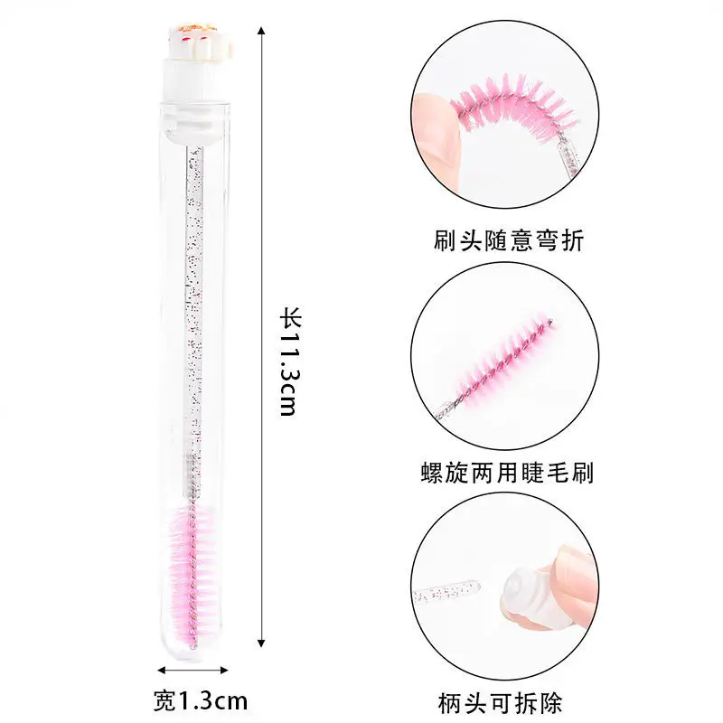 10 Pcs Eyelash Lash Brush Tube Christmas Gift Winter Snow Santa Deer Christmas Eyelash Lash Brush in Tube Factory Wholesale
