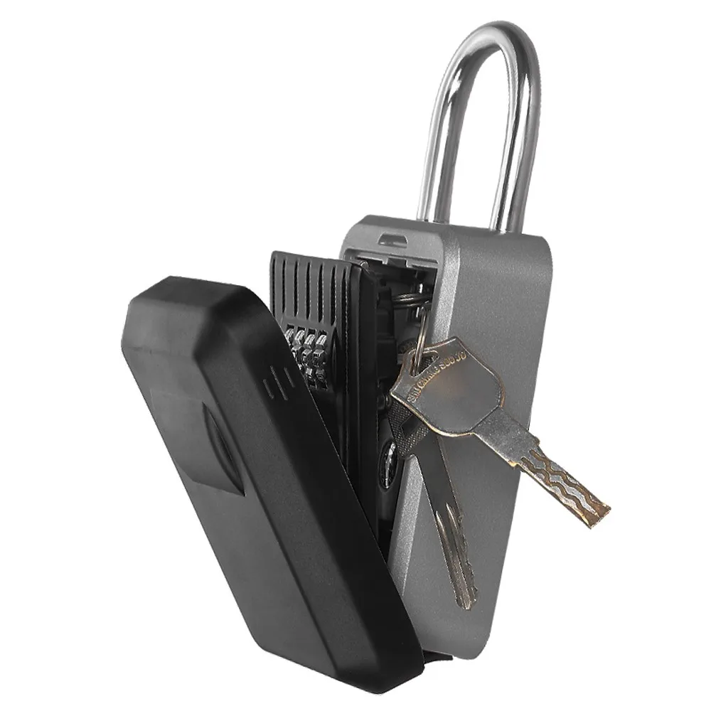 Wall Hanging Outdoor Key Storage Lock Box 4-Digit Combination Password Key Safe Box Resettable Code Key Holder Hider