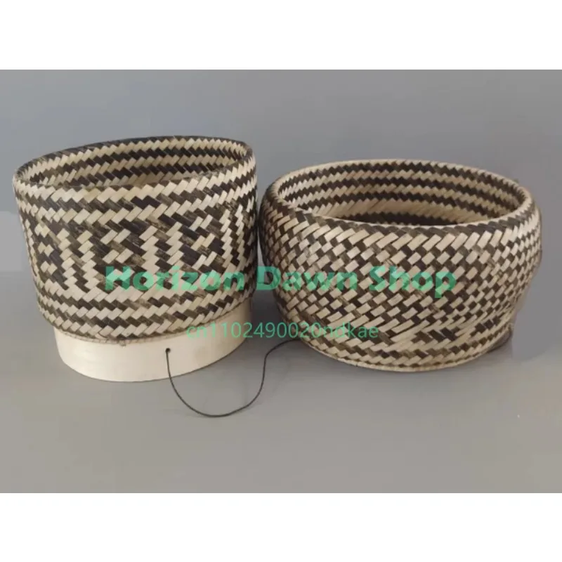 Handmade Natural Bamboo Basket Thai Sticky Rice Box Round Multipurpose