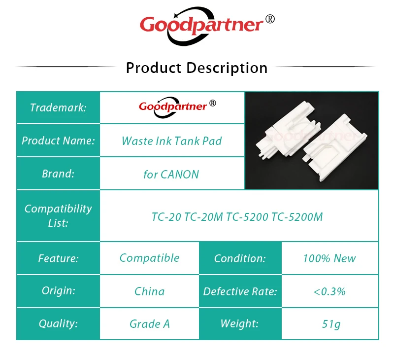 5X MC-32 Waste Ink Tank Pad Sponge for CANON TC-20 TC-20M TC-5200 TC-5200M