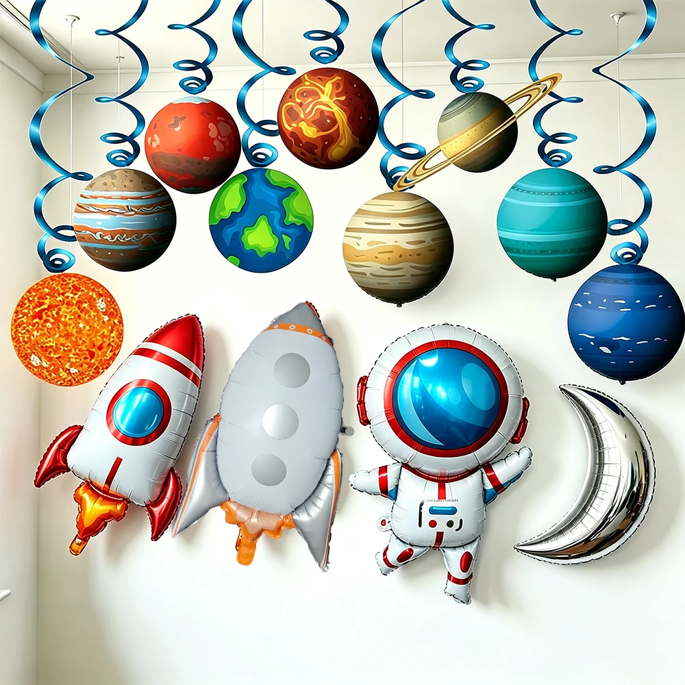Space Birthday Decor Astronaut Balloons Rocket Balloon Galaxy Space Balloon Baby Shower Outer Space Themed Birthday Party Favors