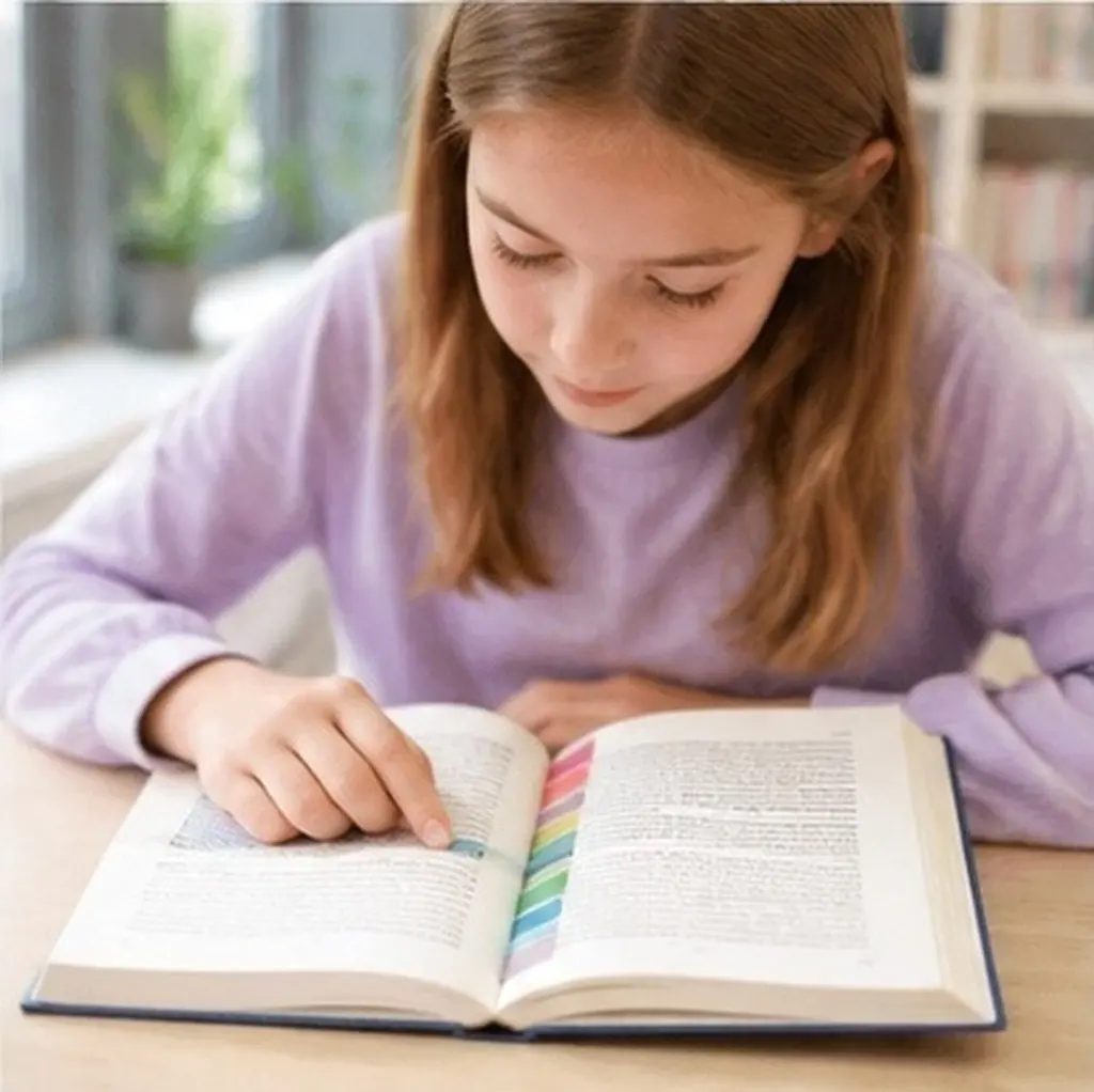 14Sheets Adhesive Reading Strips Pet Transparent Highlight Tabs for Dyslexia Focus Concentration Book Page Marker Reading