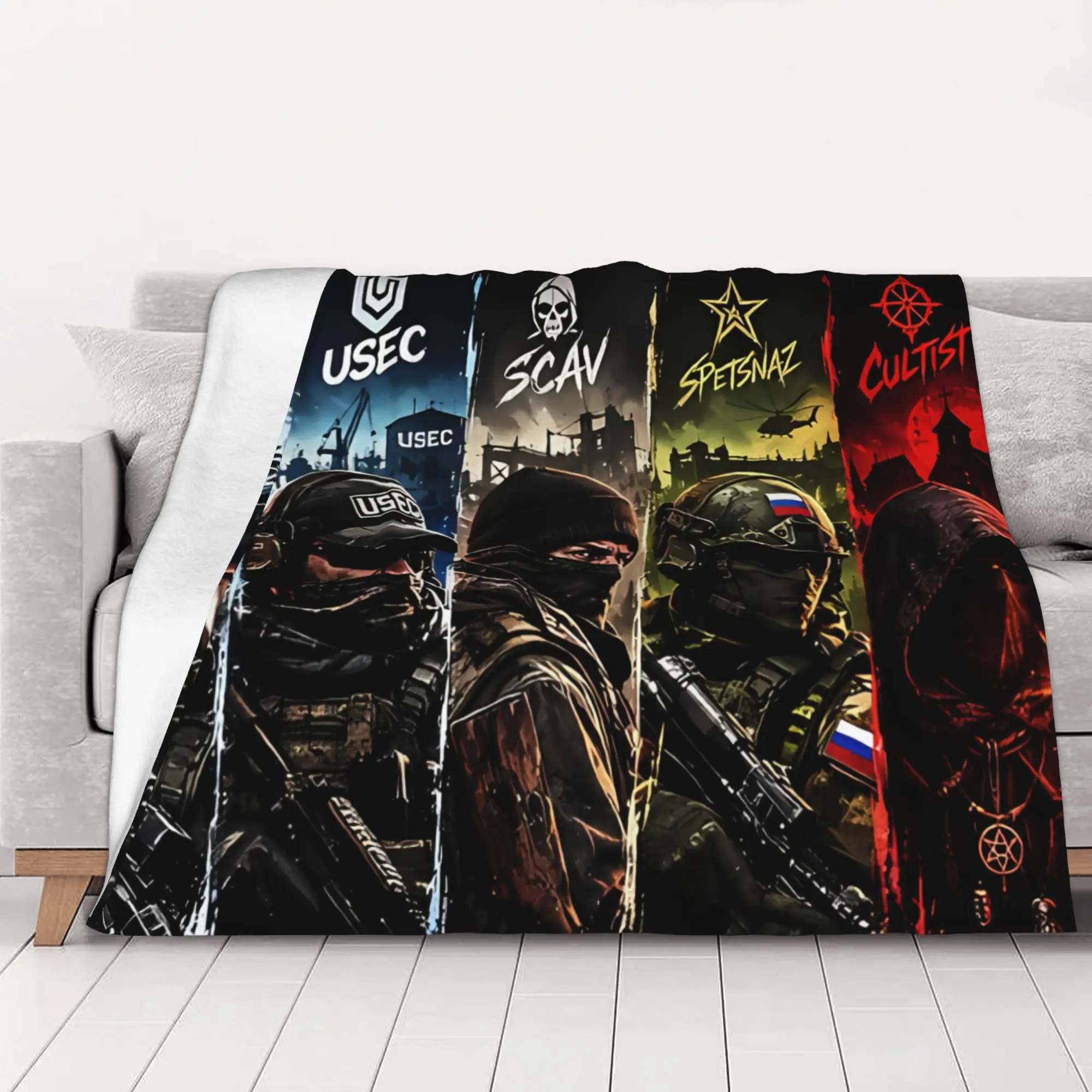 1PC black poster Escape From Tarkov home room decorations Winter Blankets for Adults Bedding Home Interior Sofa Knee