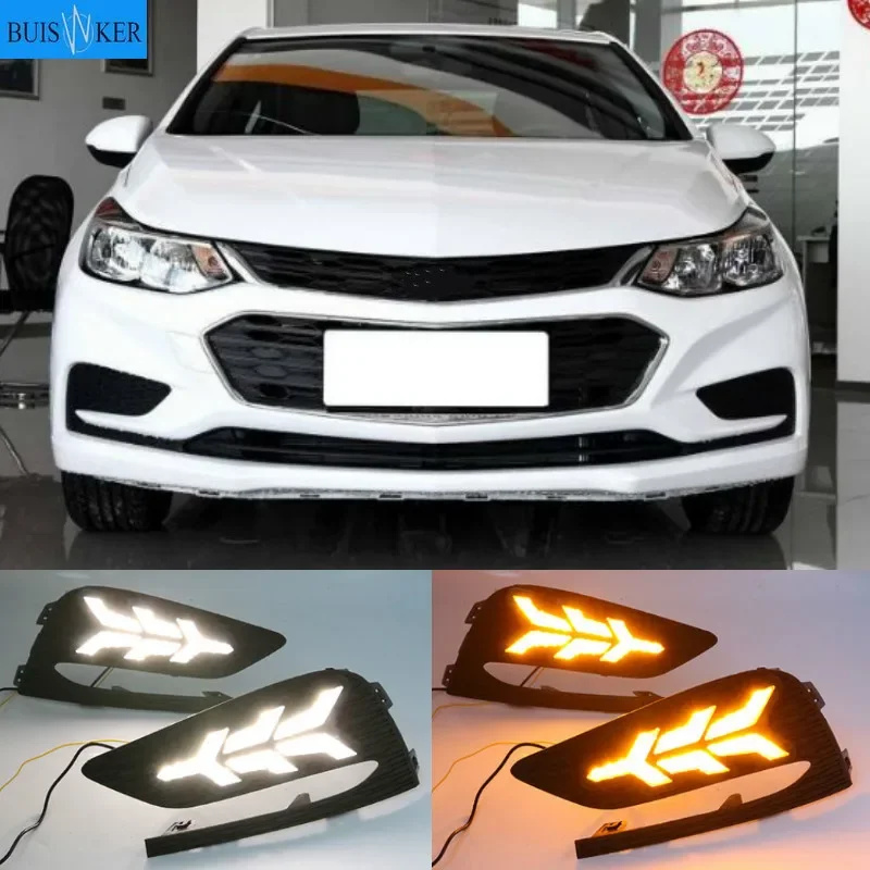 

2 шт. DRL для Chevrolet Cruze 2016 2017 2018 дневные ходовые огни противотуманные фары крышка фары 12 В сигнал дневного света для Chevy