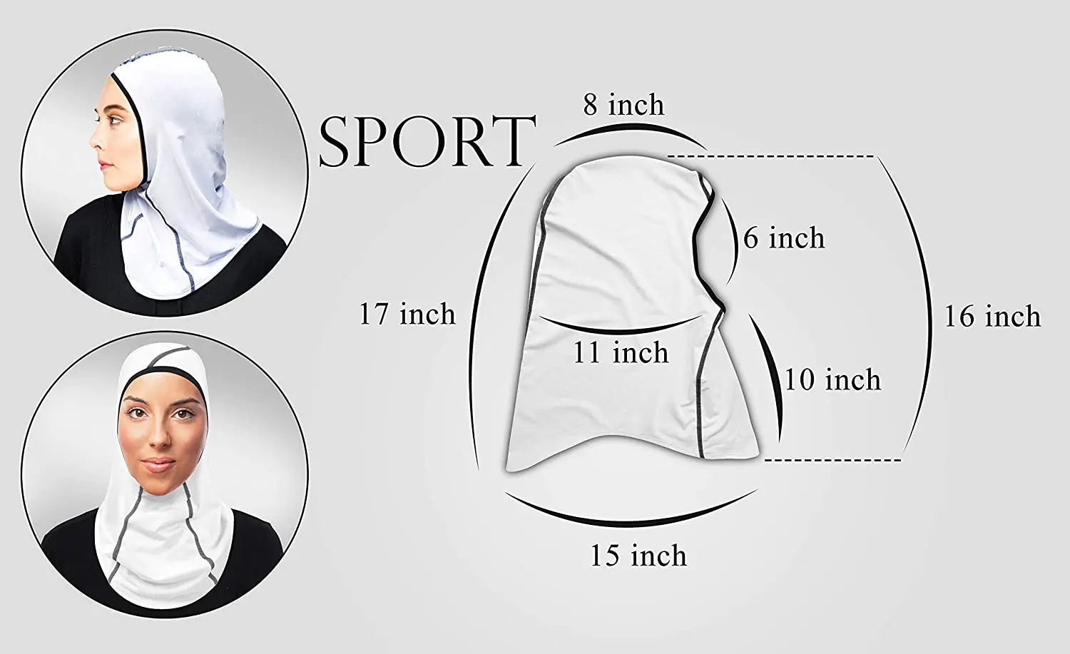 Women\'s Pro Sports Hijab Scarf Instant 1 Piece Mesh Breathable Jersey Head Scarves Headwear Ready to Wear Hijab Turbans