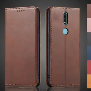 Bilashmart Magnetic attraction Leather Case Nokia 2.4 Holster Flip Cover Card Holder Case Nokia 2.4 Wallet Phone Bags Fundas Coque