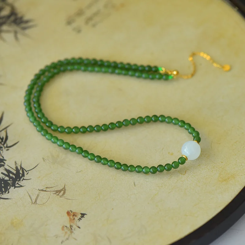 Natural Jasper Necklace Simple Style Thin Chain Hetian Jade Bracelet