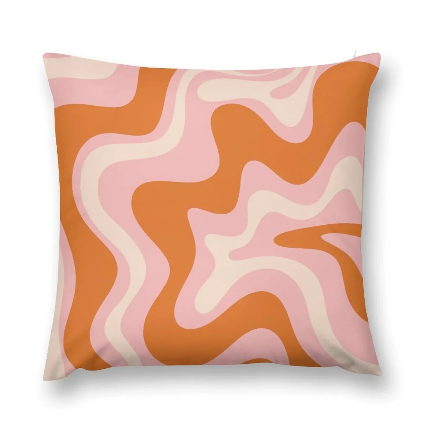 

Liquid Swirl Retro Modern Abstract Pattern in Orange Pink Cream Throw Pillow Couch Pillows luxury decor Plaid Sofa pillow