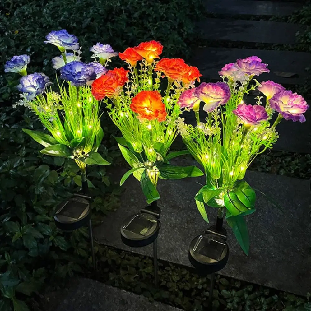 

7 Heads Outdoor Yard Lights Colorful Solar Powered Flower Lawn Lamp Simulation Flower Waterproof LED Simulation Flower Lights