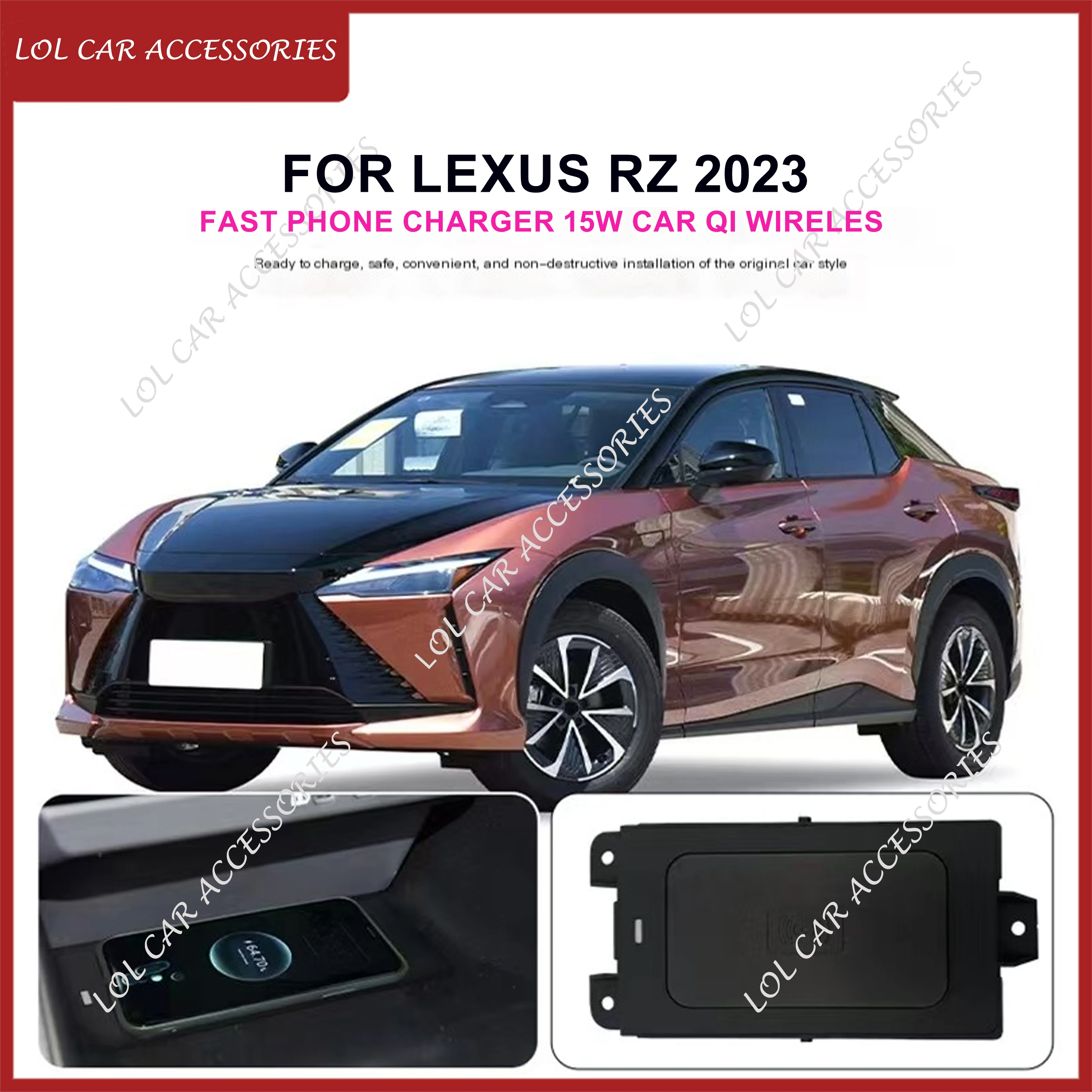 

15W Car QI Wireless Charging Panel For LEXUS RZ 2023 Fast Phone Charger Plate Holder