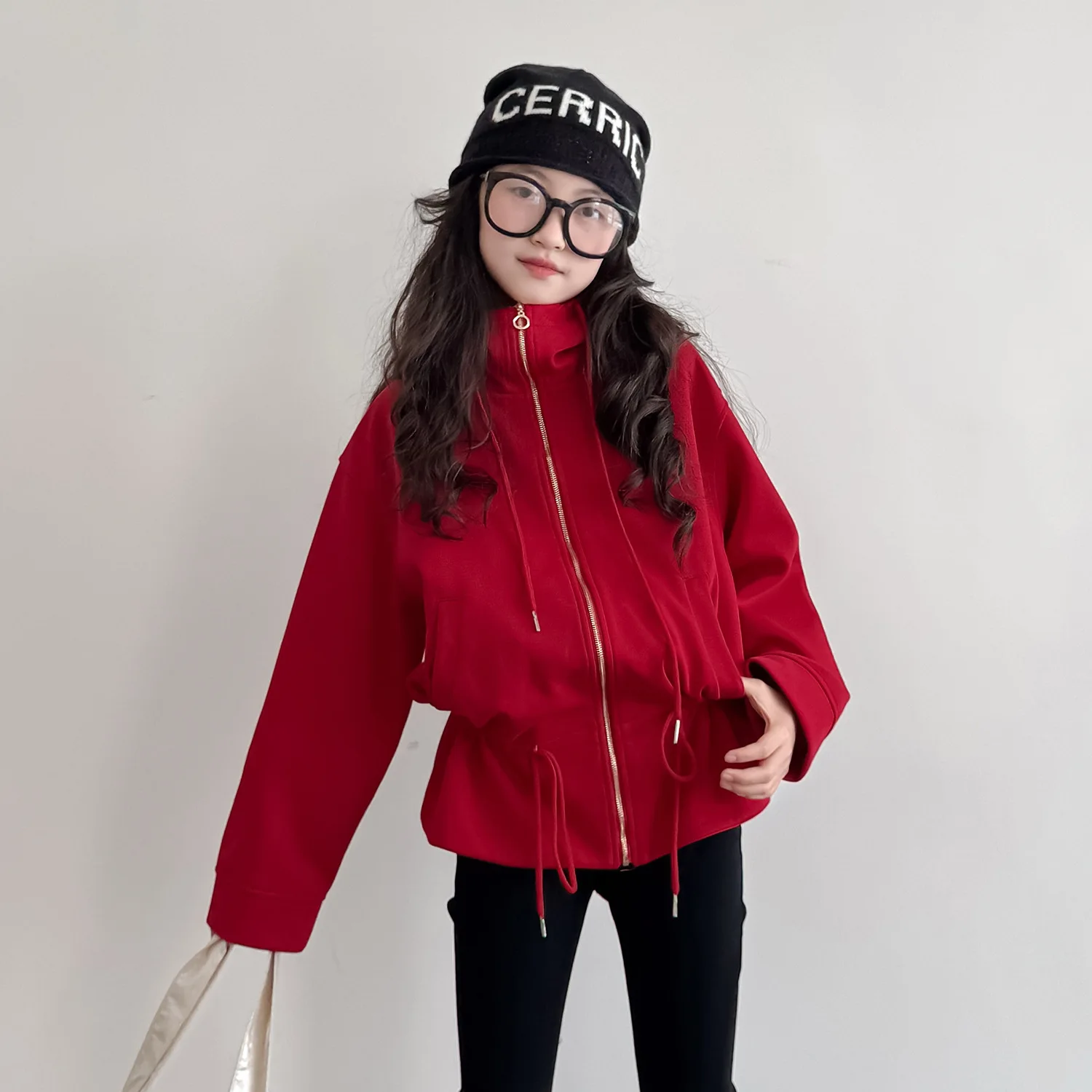 Autumn winter Girls clothes long Sweatshirt Kids teens Child solid grey red hooded jacket dress 4 8 9 10 11 12 year fashion