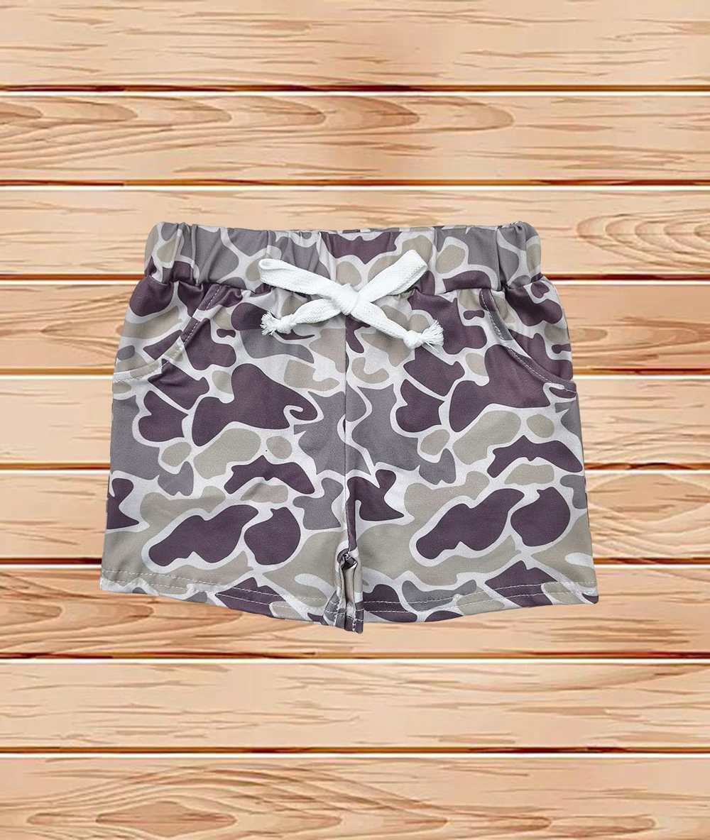 

4.18 Wholesale hot sale western boutique kid children clothing Baby Boys Green Camouflage Pockets Shorts Bottoms