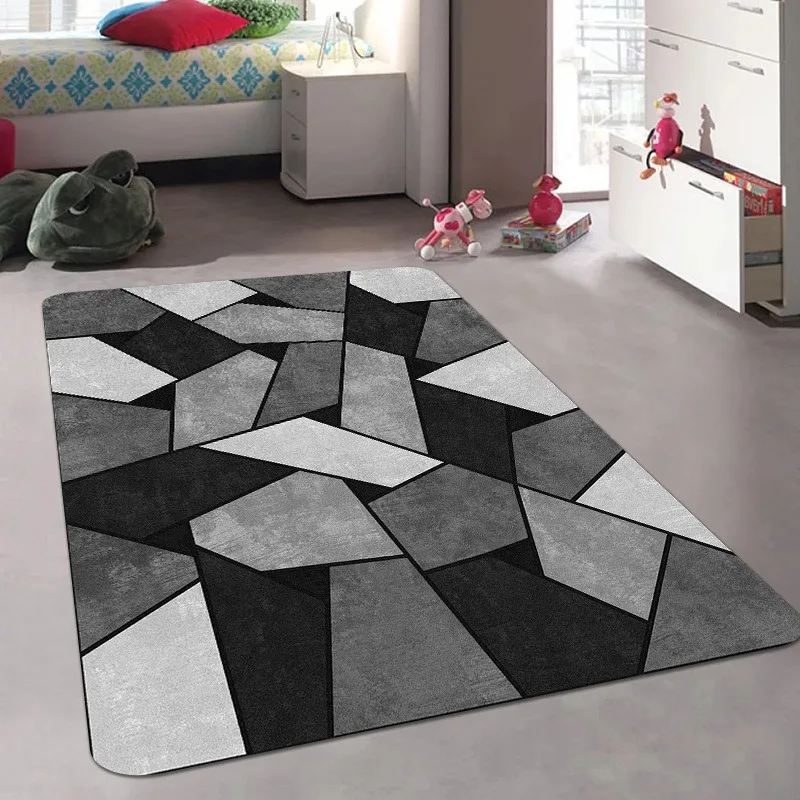 Grey Black Irregular Geometric Doormat Marble Fragment Texture Print Indoor Floor Rug Modern Large Area Carpet for Decoration
