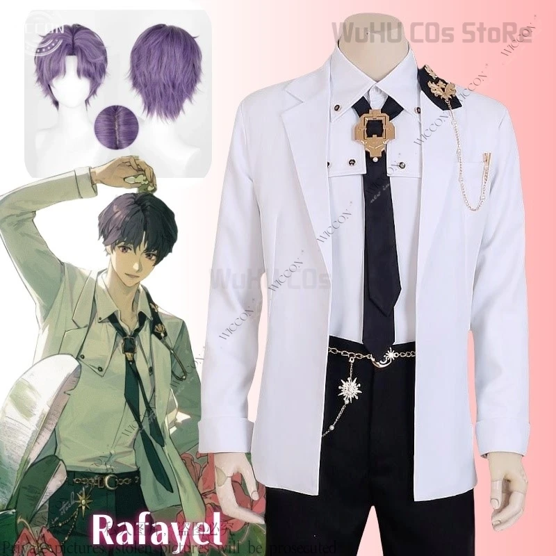

Game Love And Deepspace Rafayel Cosplay Wonderful Ice Sea Birthday Suit Daily Outfit Costume Wig Shirt White Men Uniform Carniva