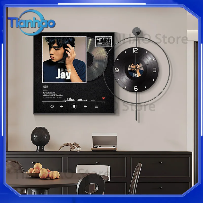 Vinyl Record Wall Clock for Restaurant Decor Retro Elegance Wall Art for Living Room Dining Area Wall Hanging Clock