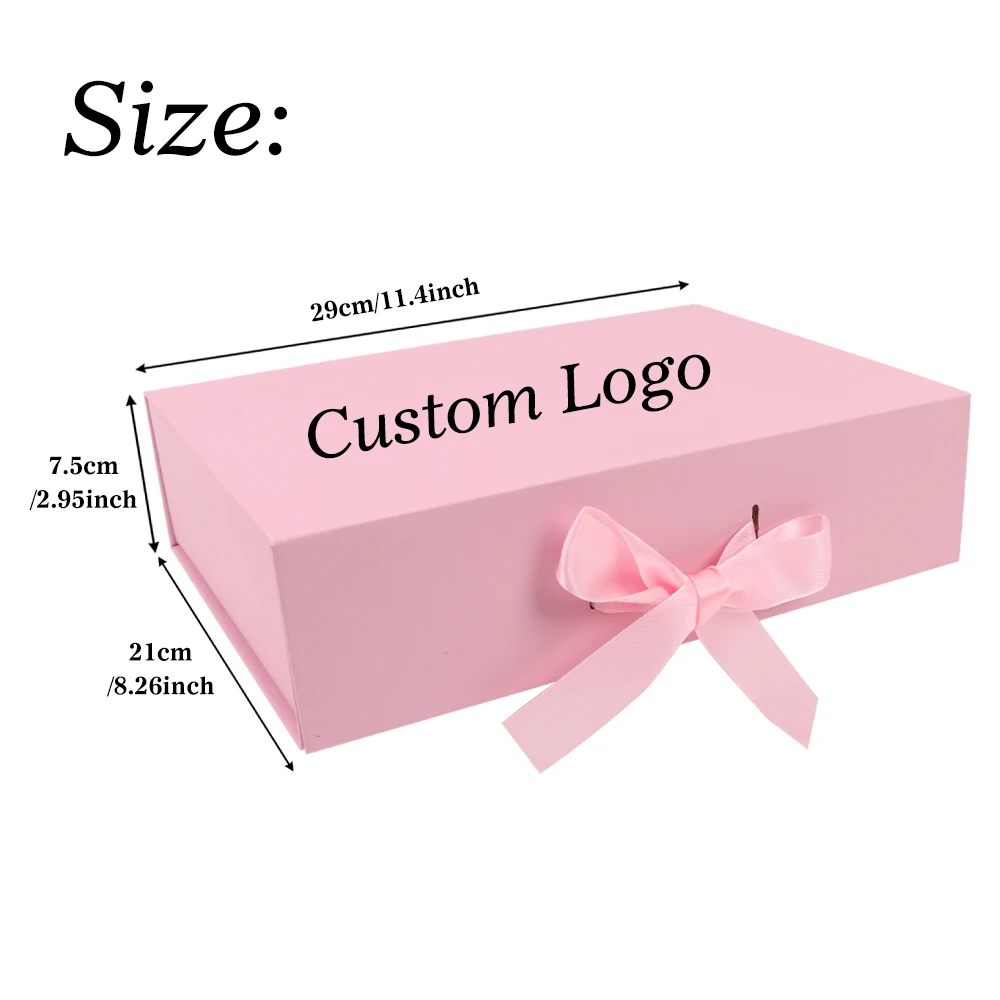 Custom Logo Foldable Thicken Wig Packaging Box, Satin Lined Present Box Double Side Printing Bow Ribbon Closure Wig Storage Box view 3