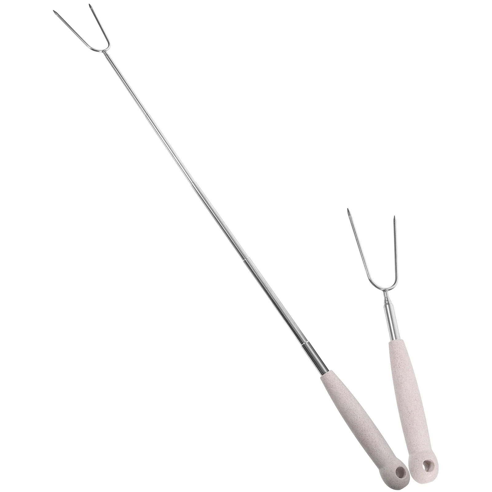 

2Pcs Stainless Steel BBQ Forks Extendable Meat Fork for Camping Grill Tools Hot Dog Shape Serving Large Outdoor Roasting