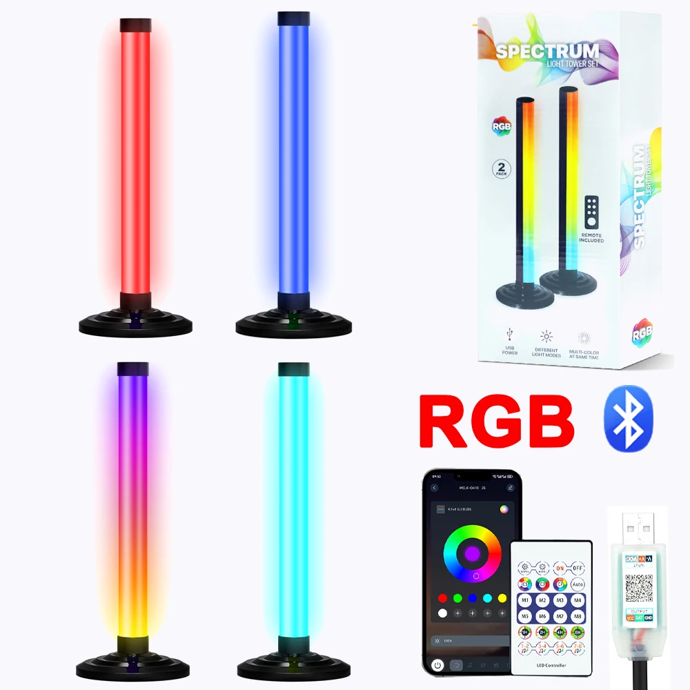 

16-цветный смарт-светодиодный светильник RGBIC WS2812B Bluetooth-приложение 5 В с питанием от USB, синхронизация музыки, подсветка телевизора, RGB-бар, музыкальный ритм, домашнее освещение