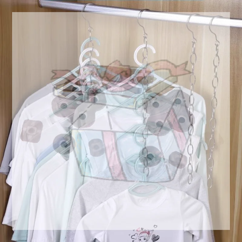 【CC】Multi Layer Clothes Hanger Chain Metal Space Saving Closet Organizer Hook Chain Wardrobe Clothing Storage Organization