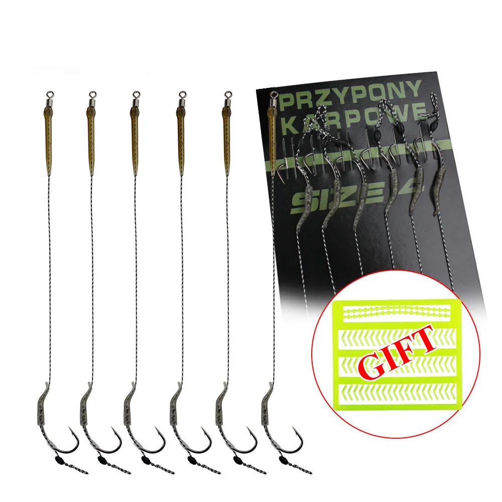 6-8pcs 18.5cm Carp Fishing Ready Made Hook 30-60LB 2/4/6/8# Leader Carp Fishing Hooks Europe Feeder Group Hooks Carp Tackle