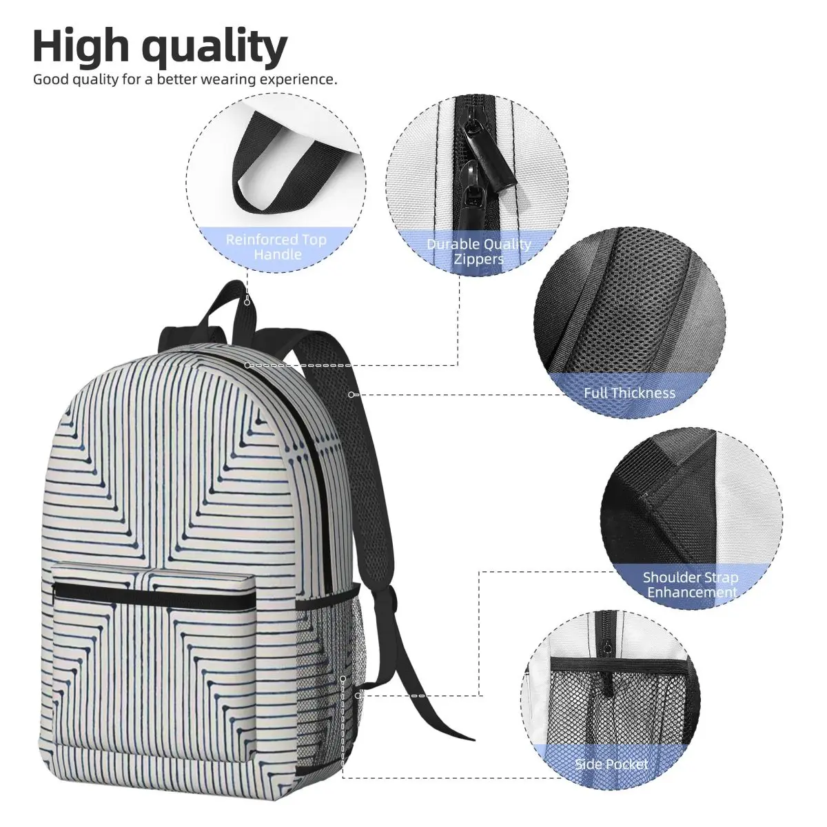 Jonathan Adler Inkdrop Slate Blue Backpack Daypack Large Capacity Children BookBag School Bag Shoulder Bags for Men Women