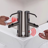 Modern Smart Induction Bathroom Faucet with Soap Dispenser Dual Sensor Washbasin Faucet Automatic Touchless Mixer Basin Sink Tap