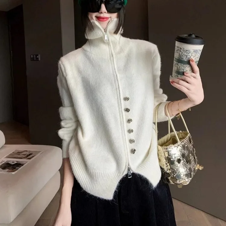 

Женский осенне-зимний свободный крой, мягкий уютный вязаный свитер, модный универсальный утягивающий трикотаж, топ в Корейском стиле