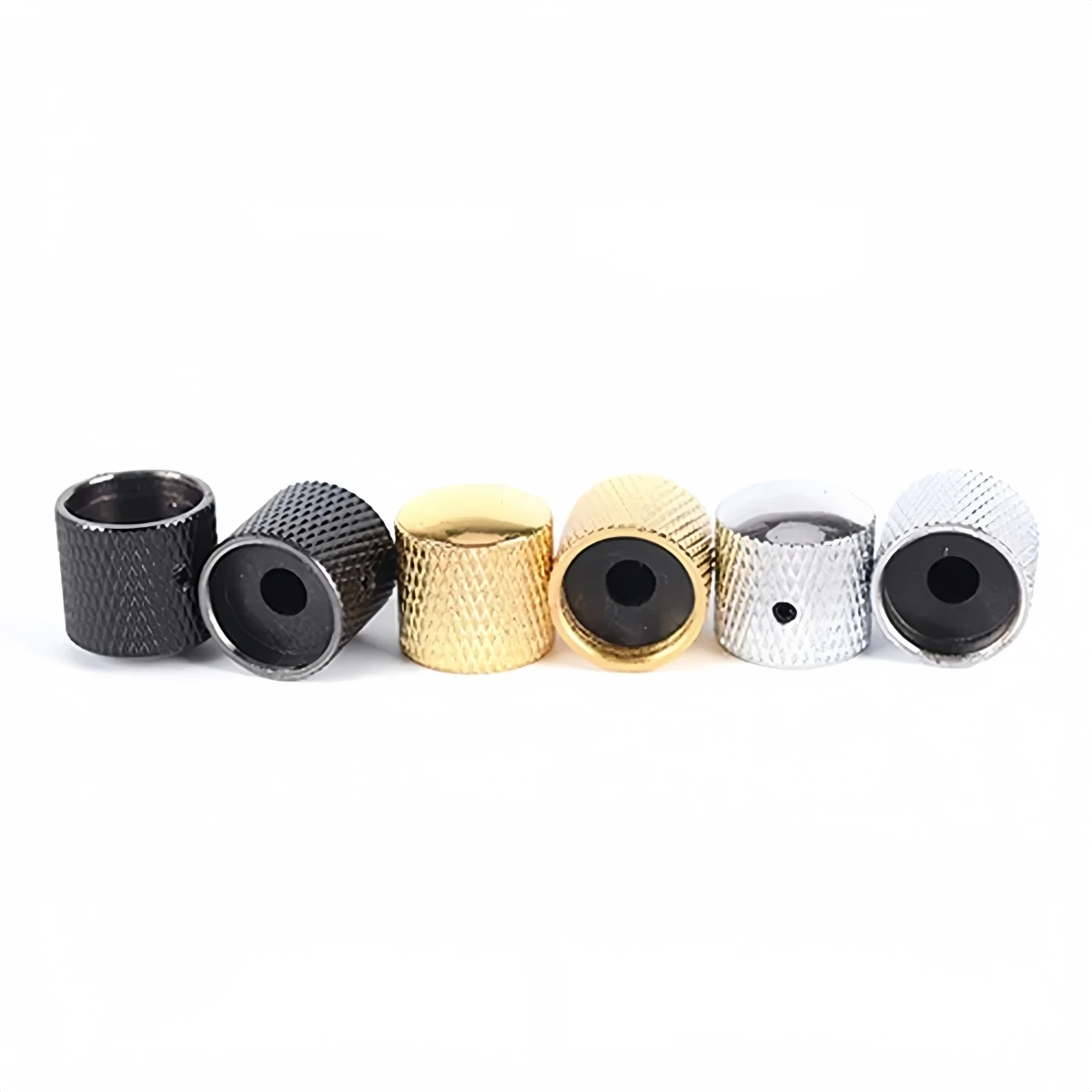 Miwayer Electric Bass Metal Volume Tone Control Knob Set Silver/Gold/Black 4PCS, Dome Style Wear-Resistant Rust Proof for Guitar