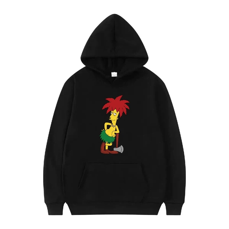 ديزني ذا سمبسنز نمط امرأة سوداء الخريف موضة Kawaii ملابس علوية فضفاضة البلوفرات السيدات رخيصة هوديس الرجال بلوزات #1